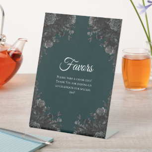 Dark Green Black Grey Roses Gothic Favours Sign