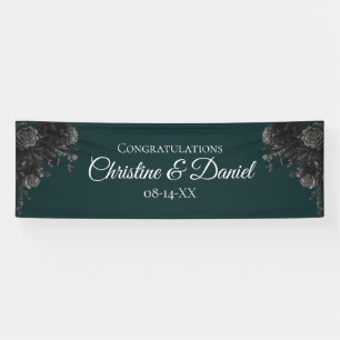 Dark Green Black Grey Roses Gothic Wedding Banner