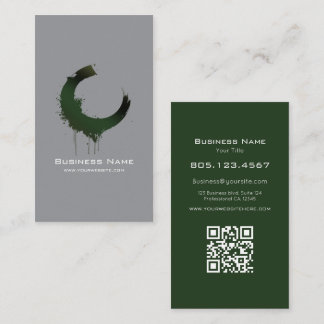 Dark Green & Black Swirl Customizable Professional Business Card