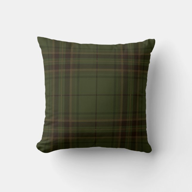 Dark Green Black Tartan Plaid Scottish Pattern Cushion (Front)