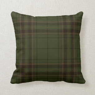 Dark Green Black Tartan Plaid Scottish Pattern Cushion