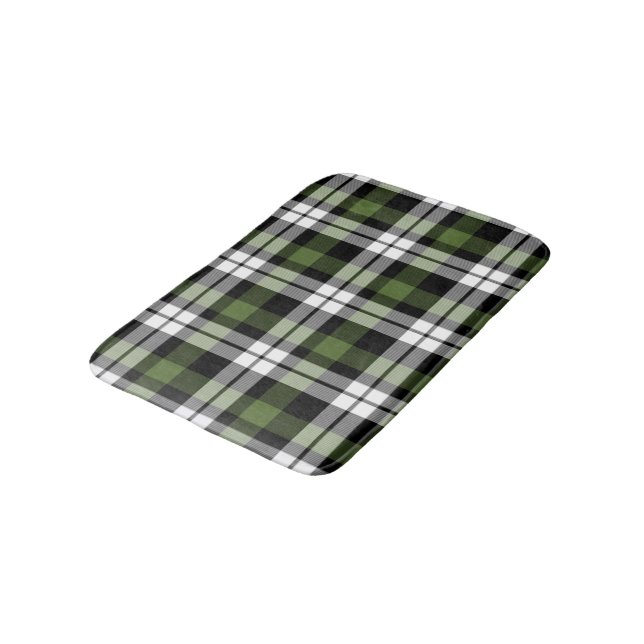Dark Green Black White Buffalo Lumberjack Pattern Bath Mat (Angled)