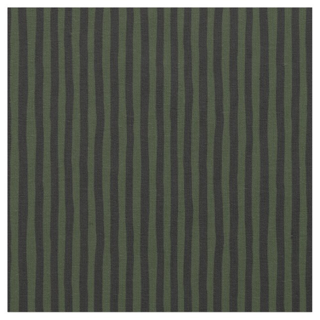 Dark Green & Black Wonky Stripes Fabric (Close Up)