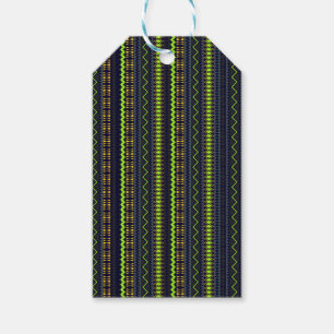 DARK GREEN BLUE & GOLD TRIBAL PATTERNS GIFT TAGS