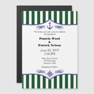 Dark Green Blue Magnetic Nautical Wedding Invites