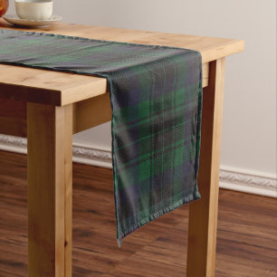 Dark Green Blue Tartan Plaid Medium Table Runner