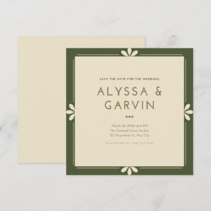 Dark Green Border Save The Date Invitation