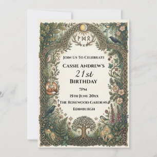 Dark Green Botanical Milestone Birthday Invitation