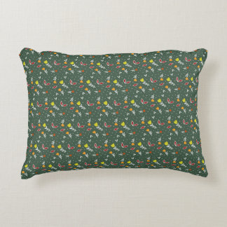 Dark Green Botanical Pattern – Colorful Leaf Motif Decorative Cushion