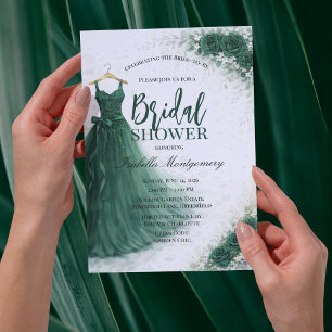 Dark Green Bridesmaid Dress Bridal Shower Invitation