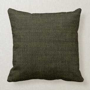 Dark Green Burlap Linen Rustic Jute Cushion