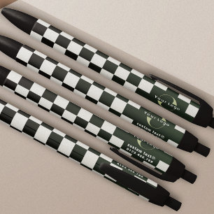 Dark green Business logo Company brand Checkers Black Ink Pen