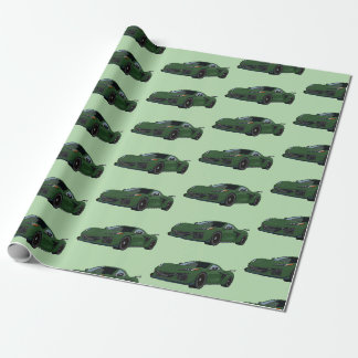 Dark Green C8 Corvette Sports Car Hand Drawn Wrapping Paper