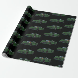 Dark Green C8 Corvette Sports Car Hand Drawn Wrapping Paper