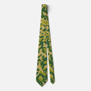 Dark Green Camouflage in Olive and Tan Tie