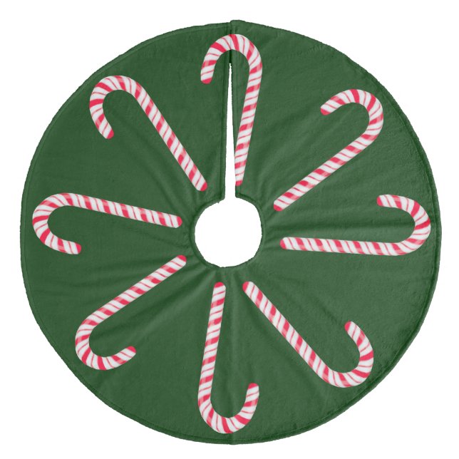 Dark Green Candy Cane Tree Skirt (Front)