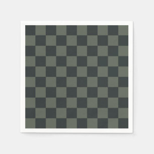 Dark Green Checkerboard Napkin