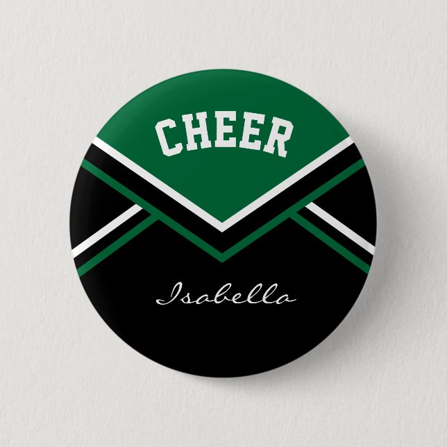 Dark Green Cheerleader Cheer 6 Cm Round Badge (Front)