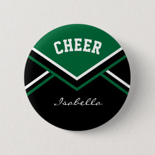 Dark Green Cheerleader Cheer 6 Cm Round Badge