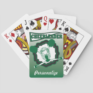 Dark Green Cheerleader   Personalise Playing Cards