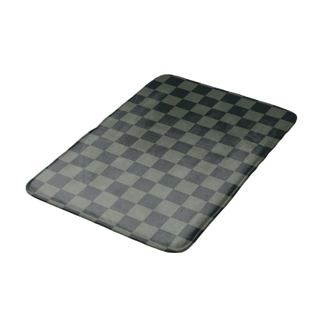 Dark Green Chequerboard Bath Mat (Angled)