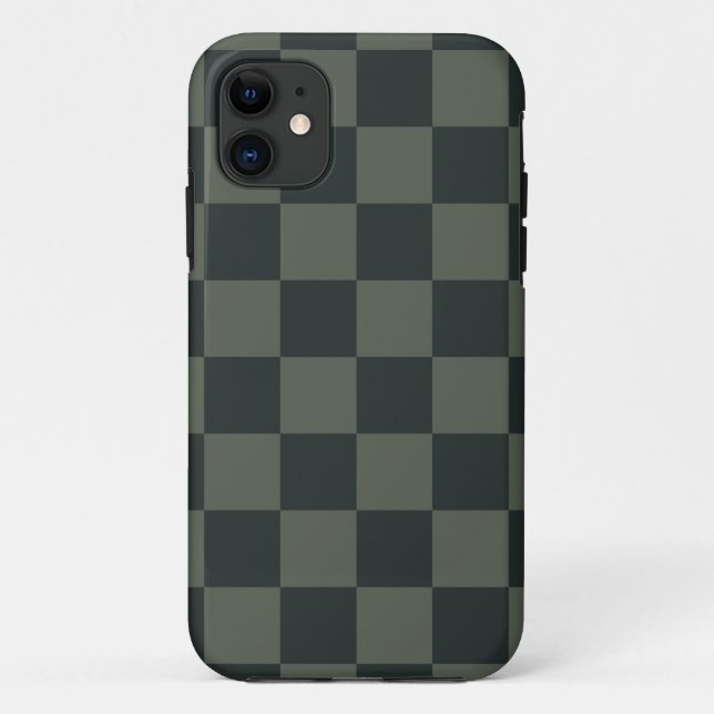Dark Green Chequerboard Case-Mate iPhone Case (Back)