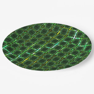 Dark green 'chess', yellowish green or chrome grid paper plate