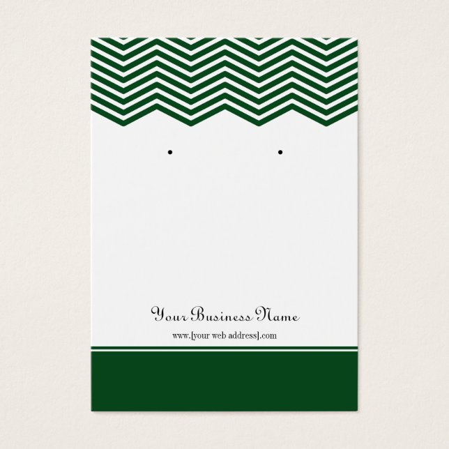 Dark Green Chevron Custom Earring Display Card (Front)