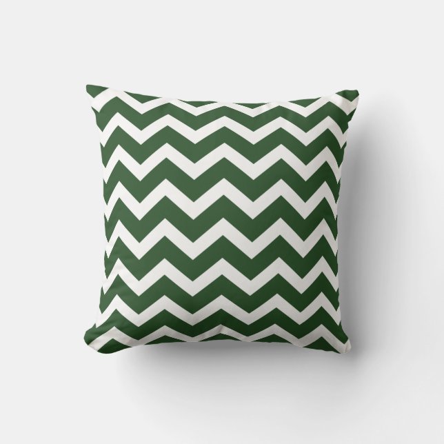 Dark Green Chevron Stripe Pillow (Front)