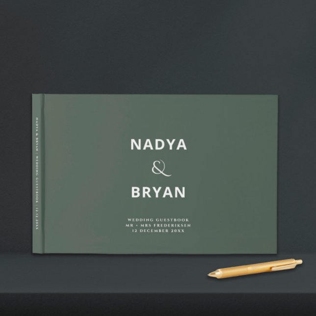 Dark Green Chic Minimalist Wedding Guest Book (Creator Uploaded)