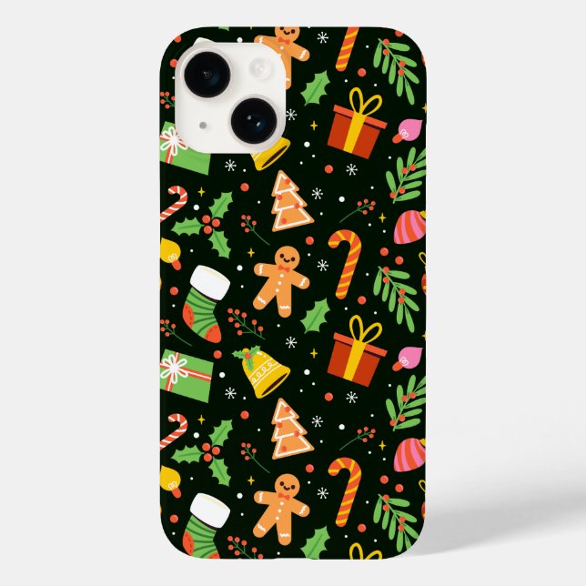 Dark Green Christmas Abstract Pattern Case-Mate iPhone Case (Back)