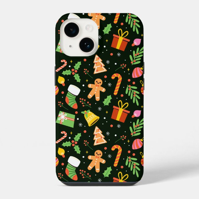 Dark Green Christmas Abstract Pattern iPhone Case (Back)