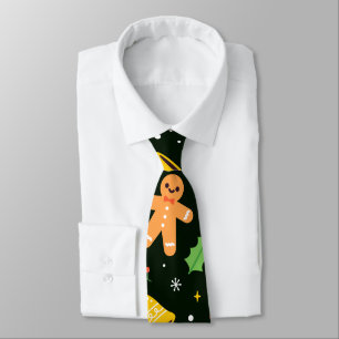 Dark Green Christmas Abstract Pattern Tie
