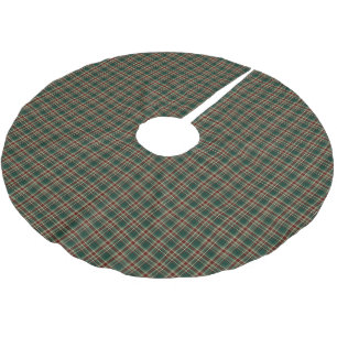 Dark Green Christmas Plaid Pattern Brushed Polyester Tree Skirt