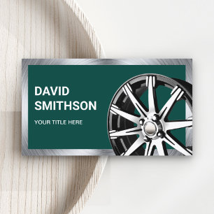 Dark Green Chrome Car Alloy Wheel Rim Mechanic Business Card