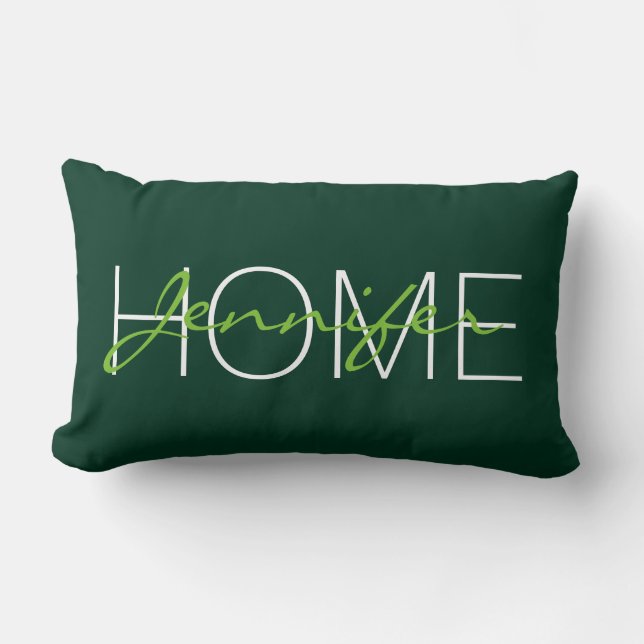 Dark green colour home monogram lumbar cushion (Front)