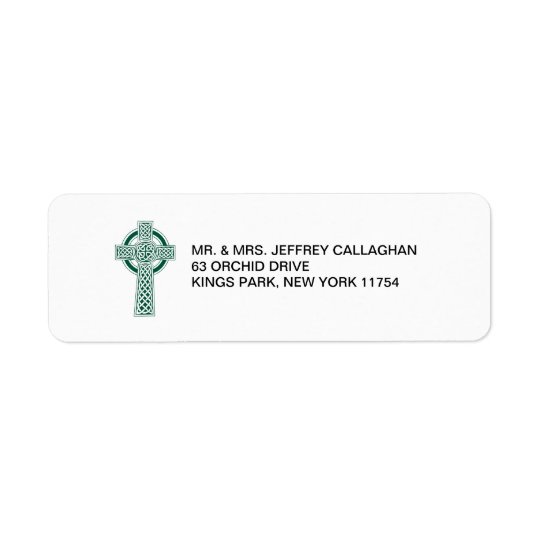 Dark Green Cross with Return Address Return Address Label