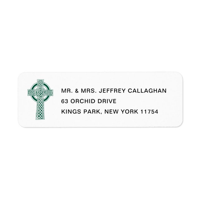 Dark Green Cross with Return Address Return Address Label (Front)