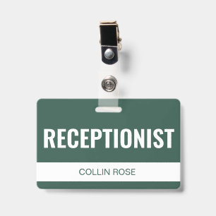 Dark Green Custom Hotel Receptionist Employee ID Badge