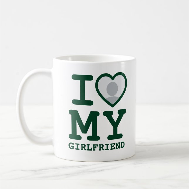 Dark Green Custom I love my girlfriend photo text Coffee Mug (Left)