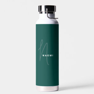 Dark Green   Custom Monogram Script Name Stylish Water Bottle