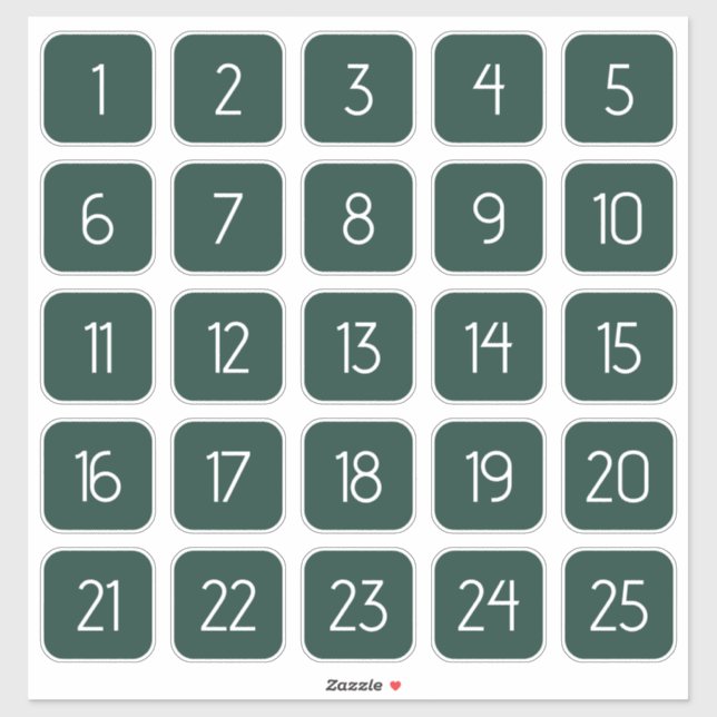 Dark Green Customizable Square Number Stickers  (Sheet)