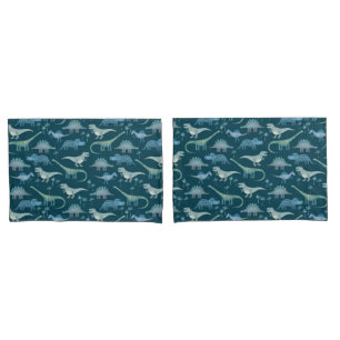 Dark Green Cute Dinosaur Pattern Pillowcase