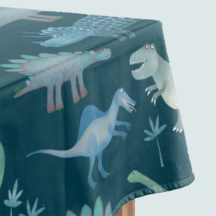 Dark Green Cute Dinosaur Pattern Tablecloth