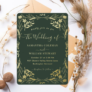 Dark Green Elegant Boho Modern Typography Wedding