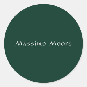 Dark Green Elegant Casual Own Name Handwriting Classic Round Sticker
