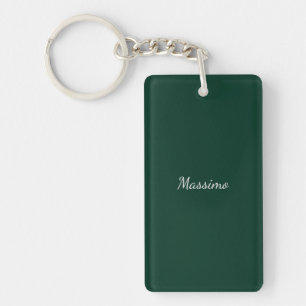 Dark Green Elegant Casual Own Name Handwriting Key Ring