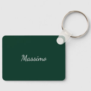 Dark Green Elegant Casual Own Name Handwriting Key Ring