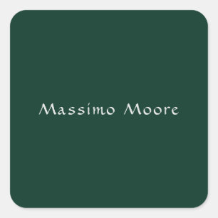 Dark Green Elegant Casual Own Name Handwriting Square Sticker