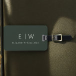Dark Green Elegant Modern Minimalist Monogram Name Luggage Tag<br><div class="desc">Elevate your travel experience with our Classic Elegant Modern Minimalist Monogram Luggage Tag. This meticulously designed accessory seamlessly combines timeless elegance with contemporary minimalism, ensuring your luggage stands out with sophistication. Crafted with precision and attention to detail, this luggage tag is more than just a practical item; it's a personalised...</div>